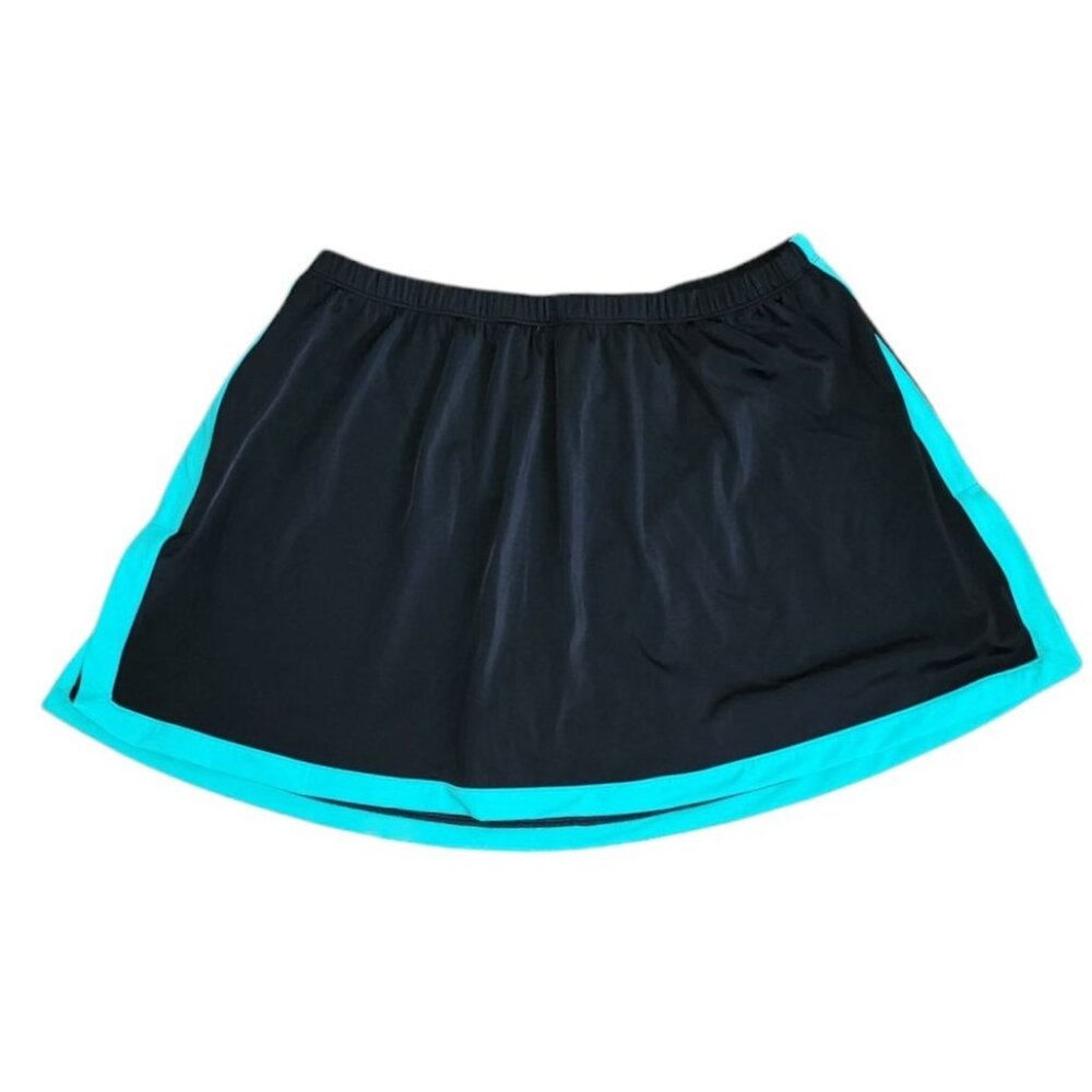 Swim‎ 365 Swimsuits For All Skirt Womens Plus Size 20 Black Blue Trim Skort